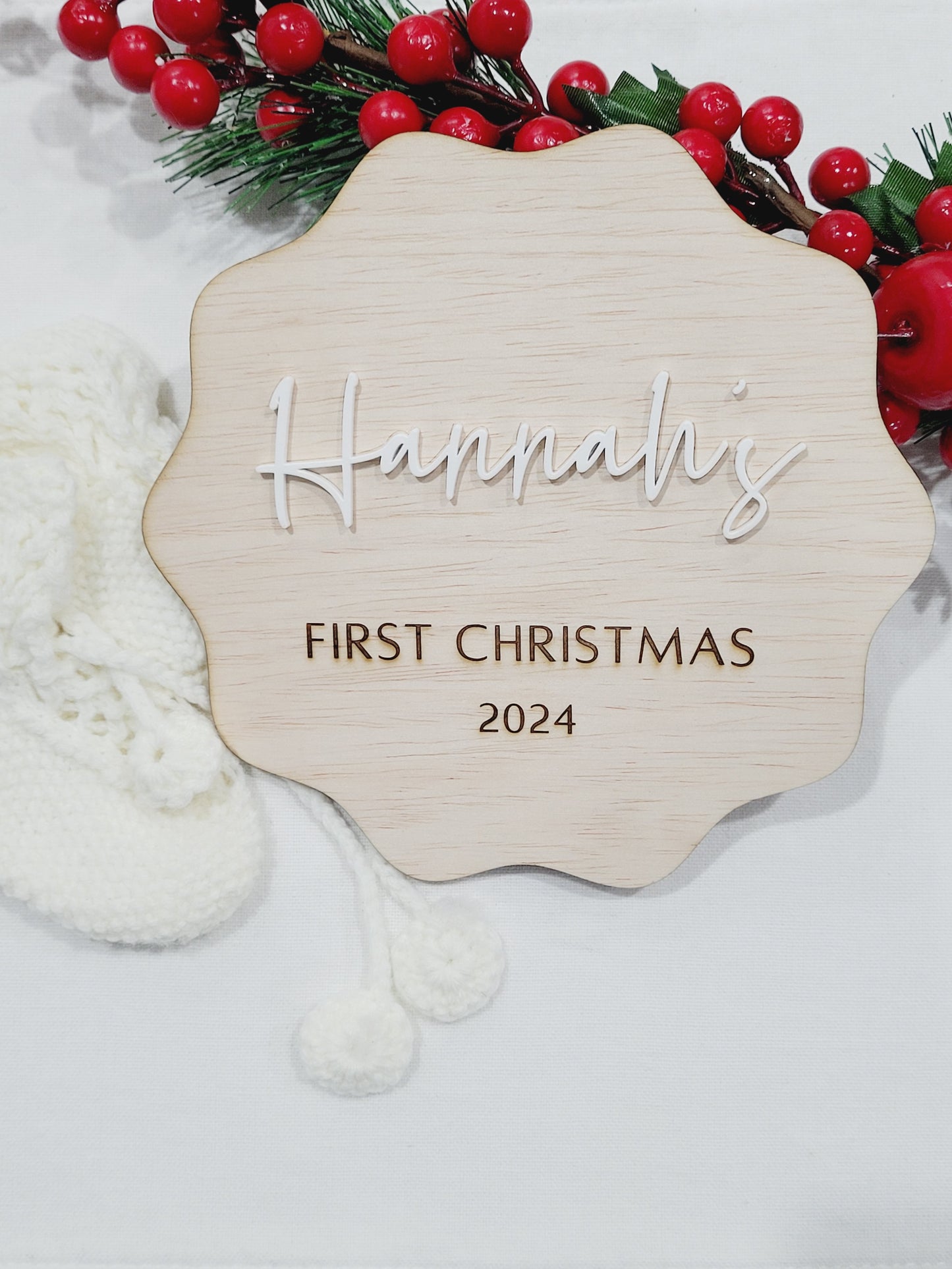 Wavy Edge Personalised First Christmas