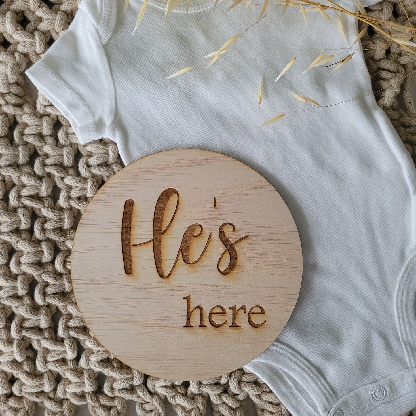 Double Sided He's here/ She's here Plaque