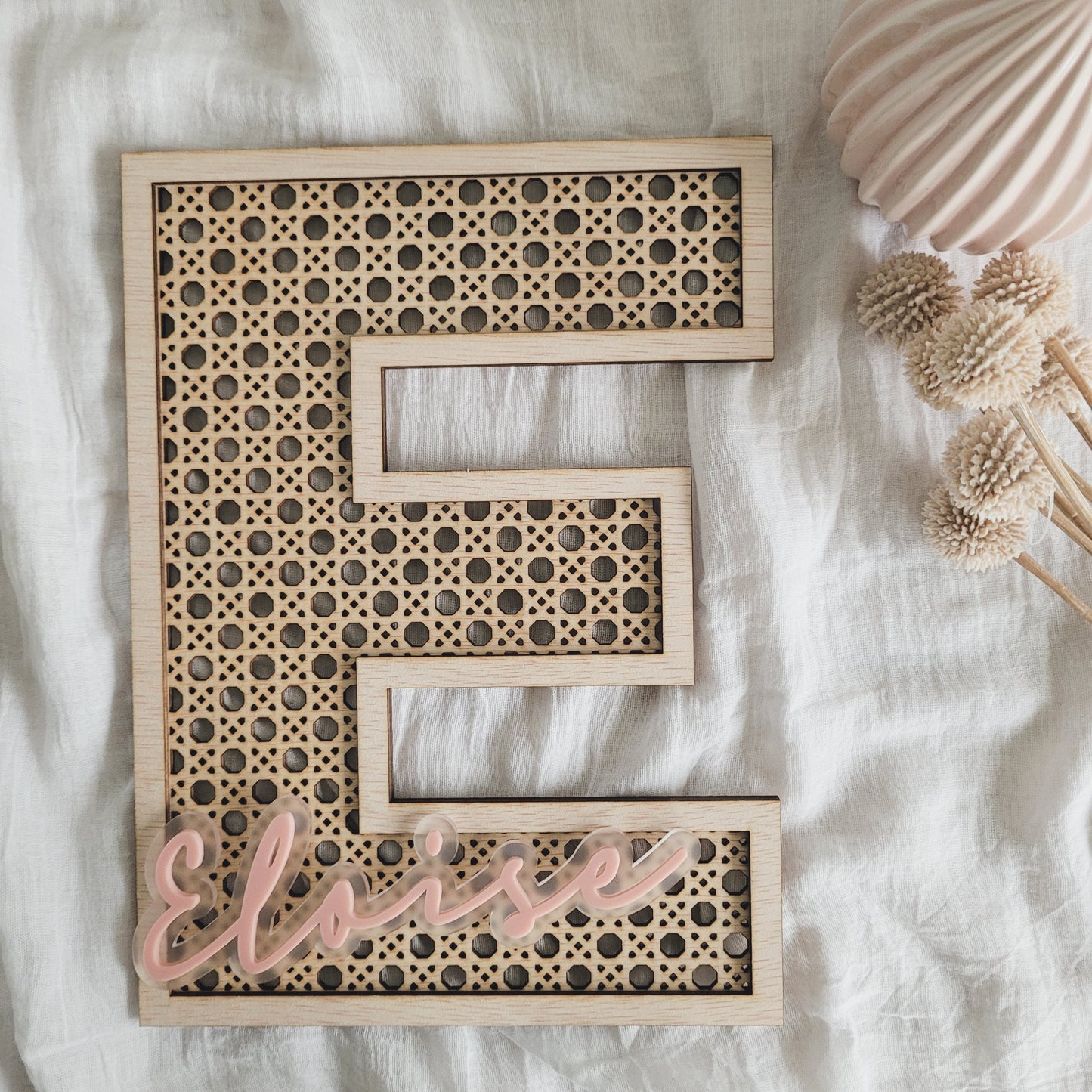 Personalised Faux Rattan Capital Letter
