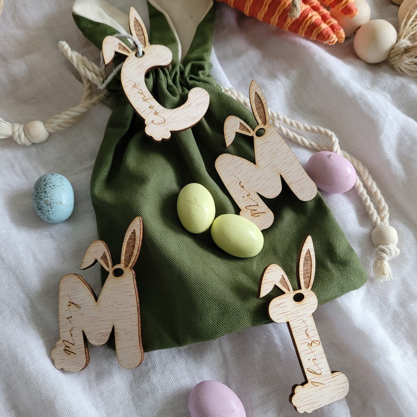 Bunny Initial Basket Tags
