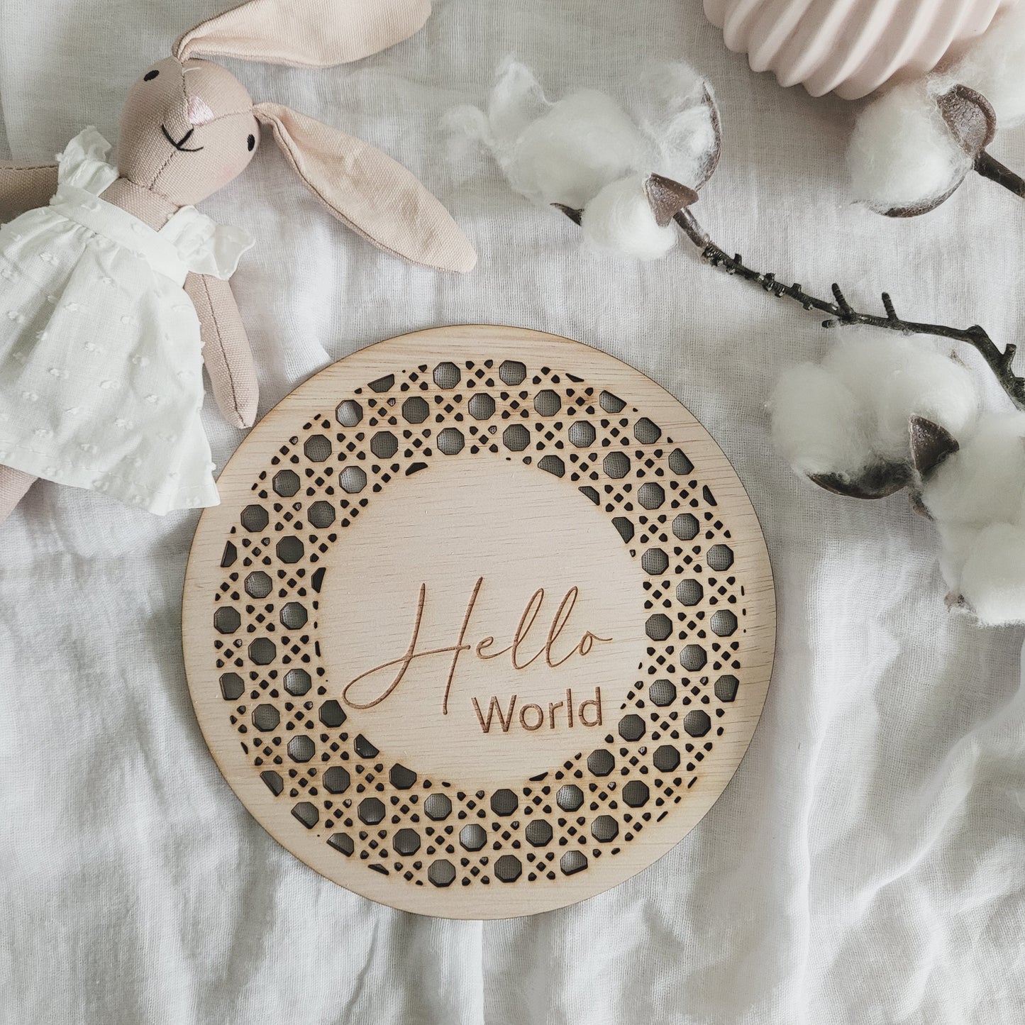 Faux Rattan Hello World Circle