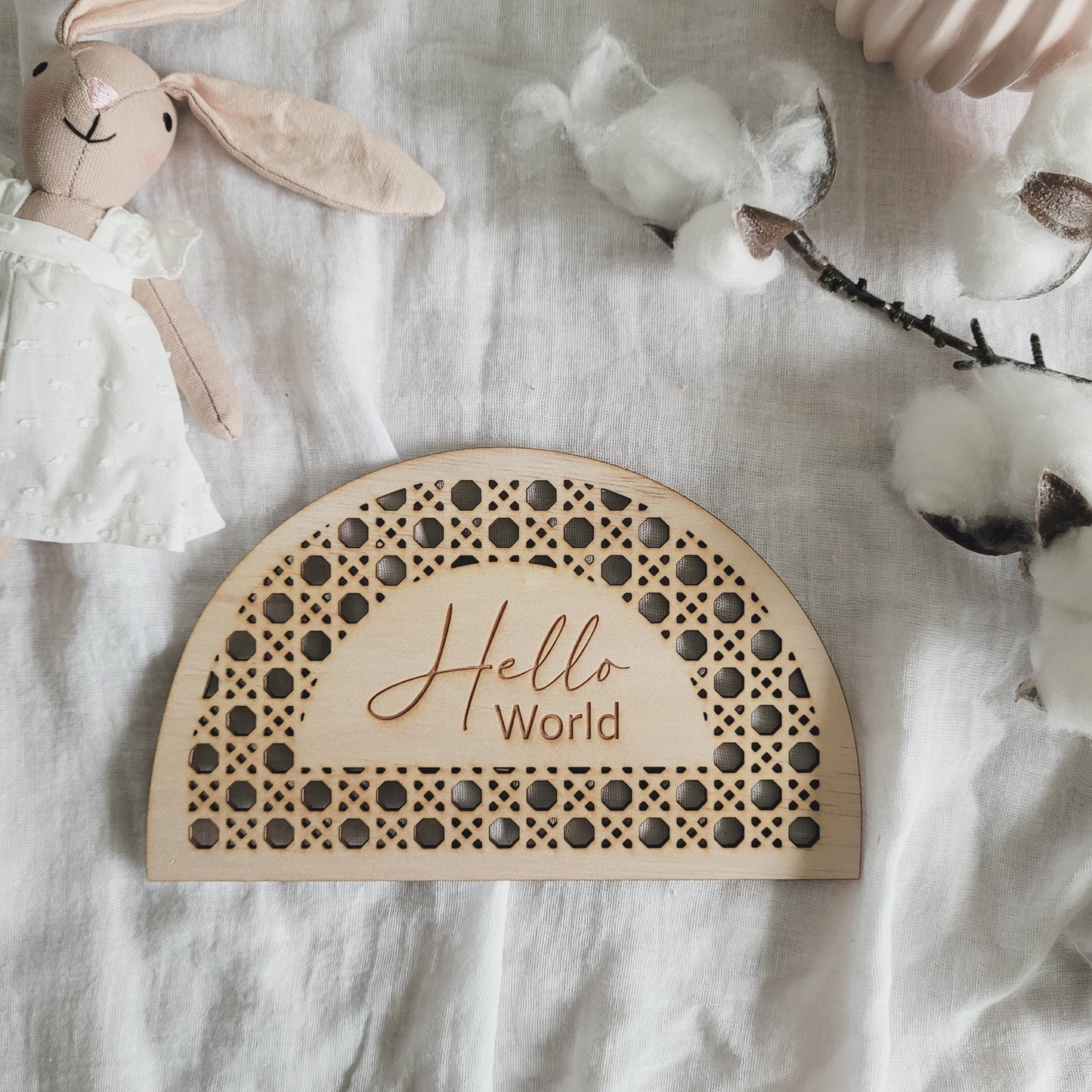 Faux Rattan Hello World - Half Circle