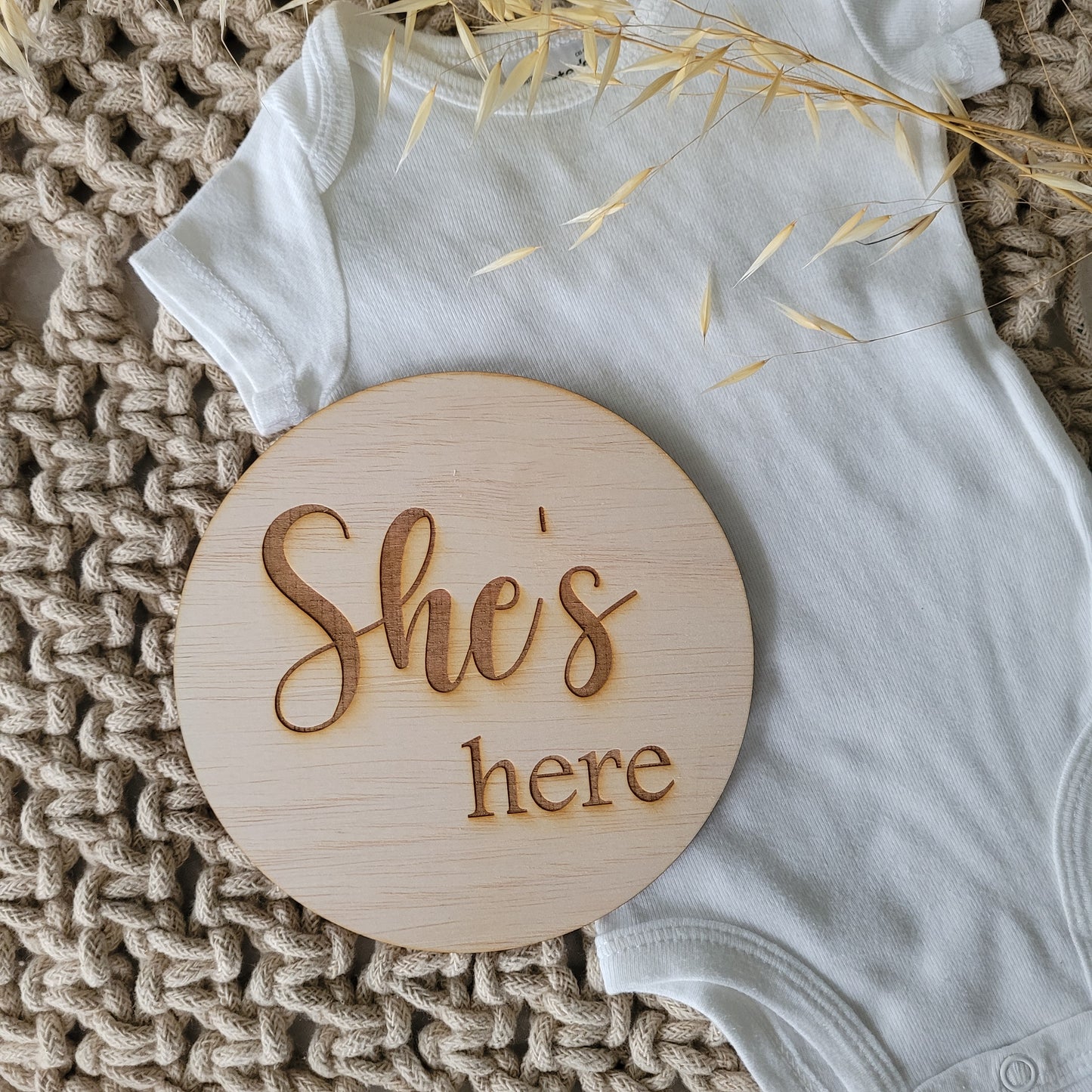 Double Sided He's here/ She's here Plaque