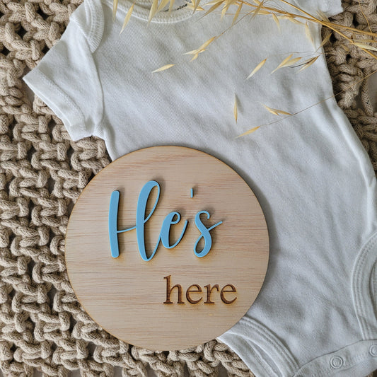 Single Sided He's here / She's here Plaque