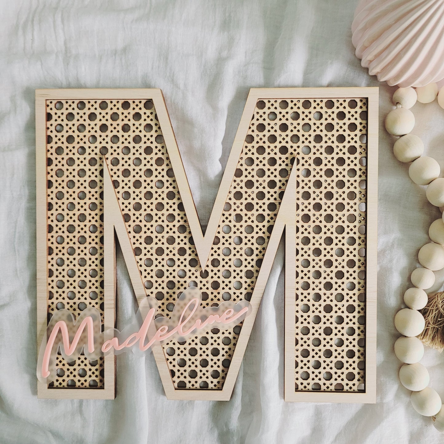 Personalised Faux Rattan Capital Letter