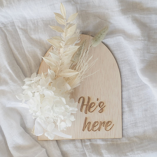 'He's Here' Arch Plaque